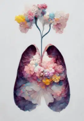 YogaNefesi_Cigerler Akciğerlerin rengarenk bir grafik imgesi. Yoga nefesinin faydalarını temsil ediyor.