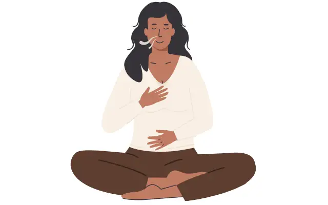 YogaNefesi_Sukhasana Yoga Nefesi yapan bir kadının grafik görseli