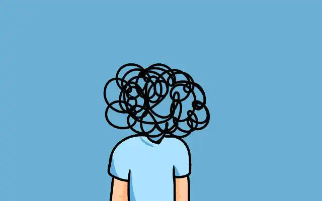 Yoga anksiyete döngüsünü nasıl kırar — kafasında karmaşık çizgiler olan figür illüstrasyonu